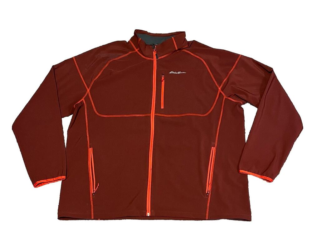Eddie Bauer Active Zip Sweater Jacket Sz 2XL Burnt Orange Brown Light Sports